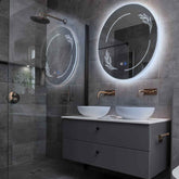Specchio LED Rotondo | Pulsanti touch | Funzione anti-appannamento | Luce bianca fredda - Reyze Serie Good Vibes Modello 1